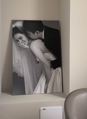 定制相框挂墙艺术微喷油画布无框画制作婚纱照全家福影楼照片放大