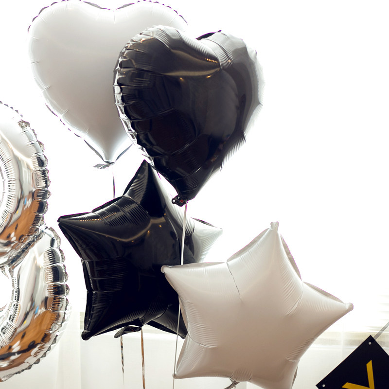 ins风黑白爱心铝膜气球男朋友女孩生日派对心形汽球布置装饰用品,淘宝优惠券,粉丝福利购,淘宝优惠卷