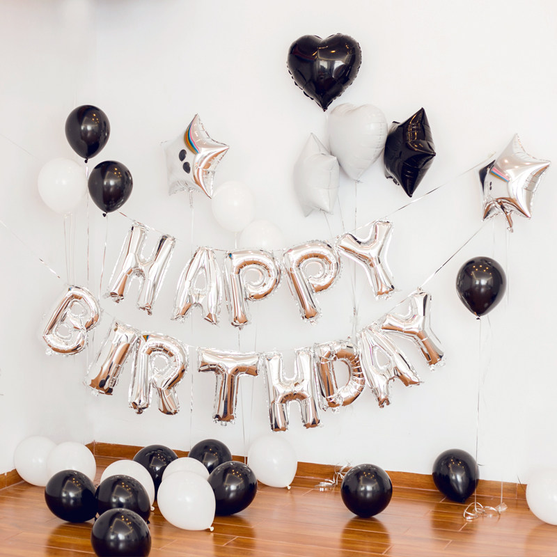 ins风黑白爱心铝膜气球男朋友女孩生日派对心形汽球布置装饰用品,淘宝优惠券,粉丝福利购,淘宝优惠卷