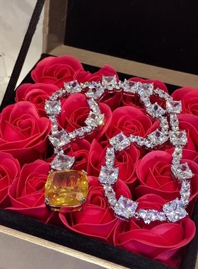 pringxy女银镀白金项链耳钉