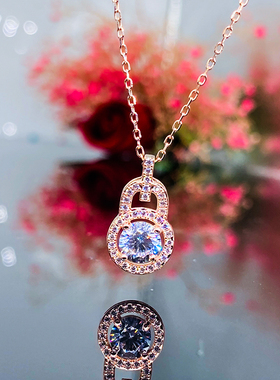 银镀白金莫桑石女8字项链