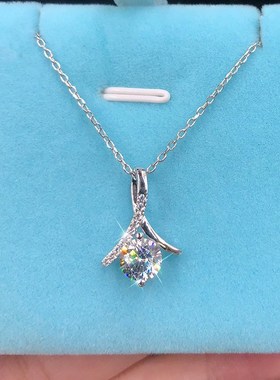 镀金铂金莫桑石锁骨链克拉吊坠