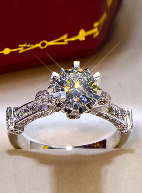 进口花苞皇冠六爪戒指群镶订婚