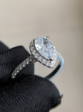 银镀铂金水滴型戒指镶嵌