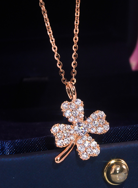 幸运四花瓣项链银镀白金风车