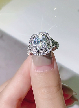 指环莫桑石女豪华时尚群镶公主方