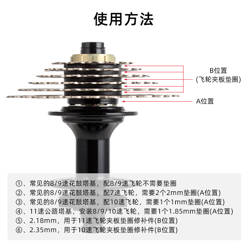 TOOPRE山地车卡槽式飞轮垫圈塔基垫片公路自行车花鼓塔基微调垫环-图1