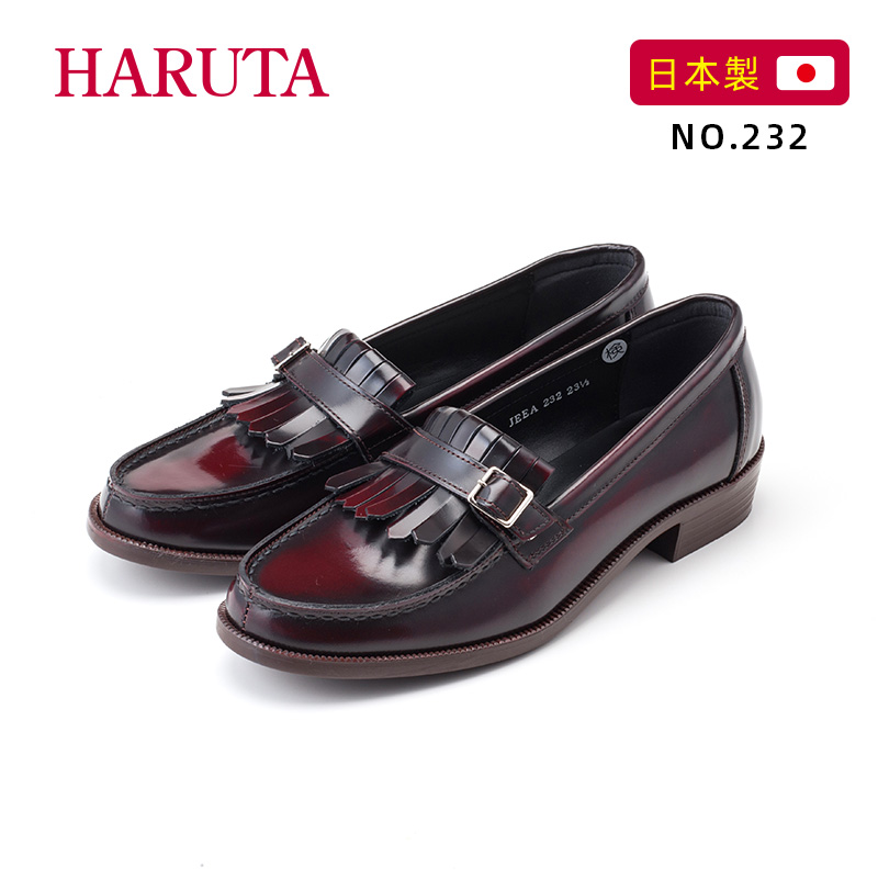 haruta232日系新款百搭流苏真皮jk制服鞋低跟英伦风乐福鞋女 - 图2