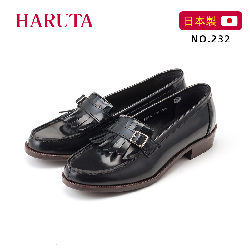 haruta232日系新款百搭流苏真皮jk制服鞋低跟英伦风乐福鞋女 - 图3