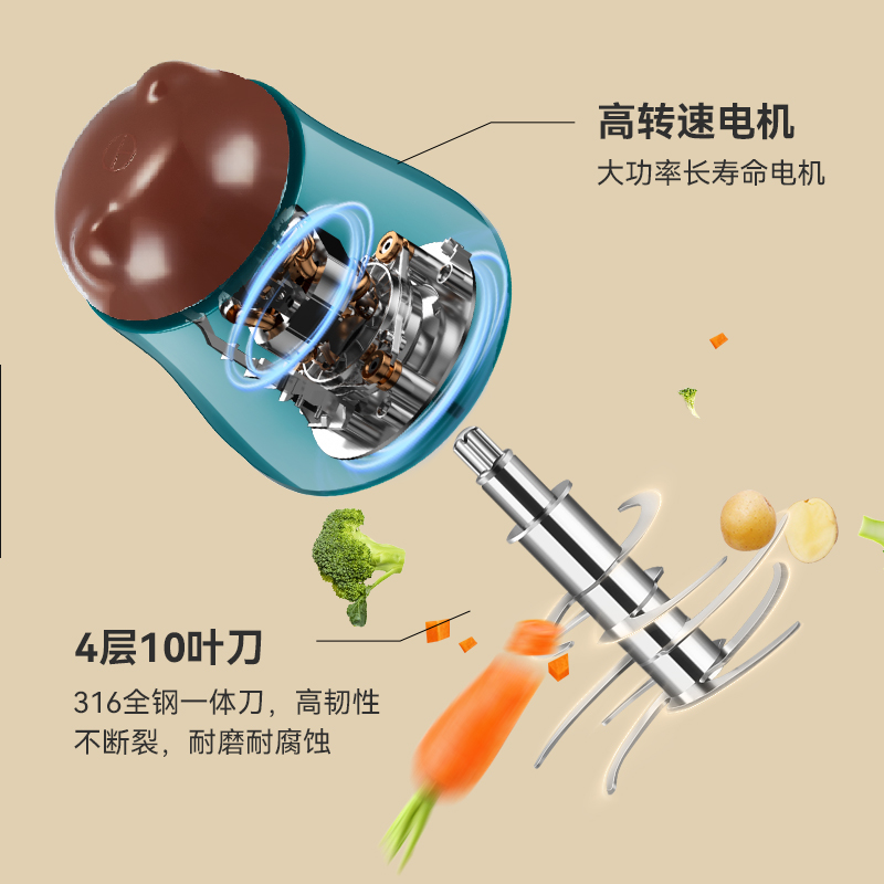 小贝熊辅食机婴儿宝宝料理机小型多功能打泥机研磨电动搅拌器
