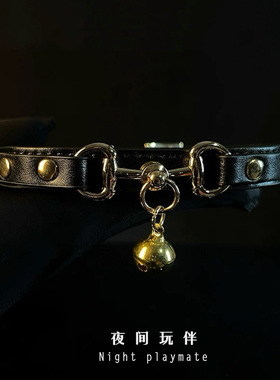 夜间玩伴 情调铃铛项圈颈圈男女choker项链真皮k9小狗puppy牵引绳