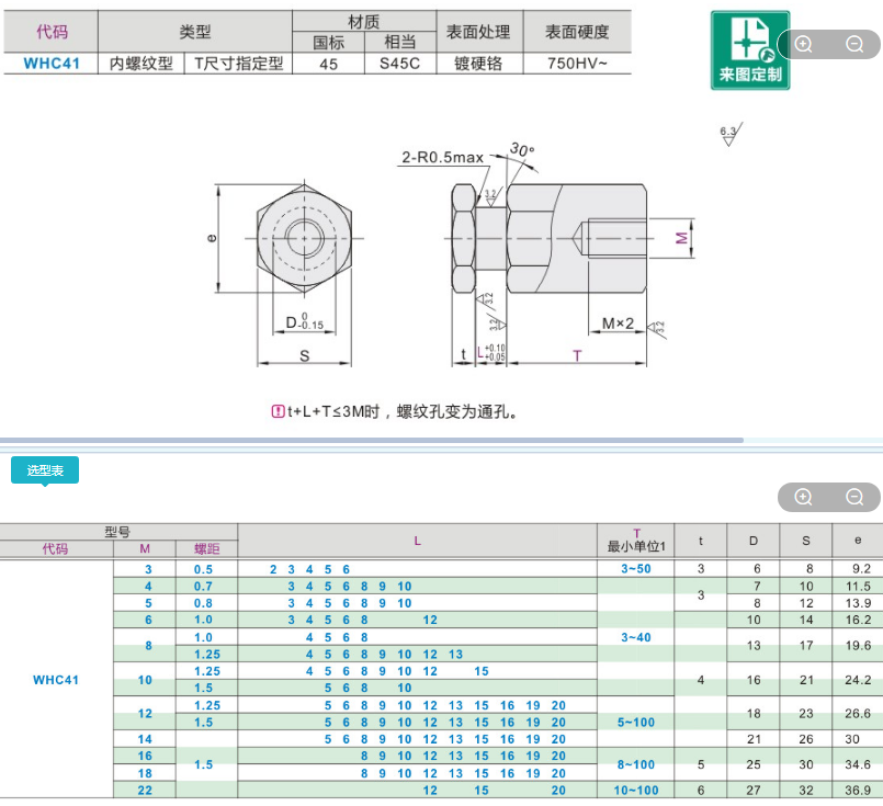 浮动接头WHC41-M3 M4-0.5 0.7-L2 L3 L4 L5 L6 L8 L9 L10-T3~T50-图0