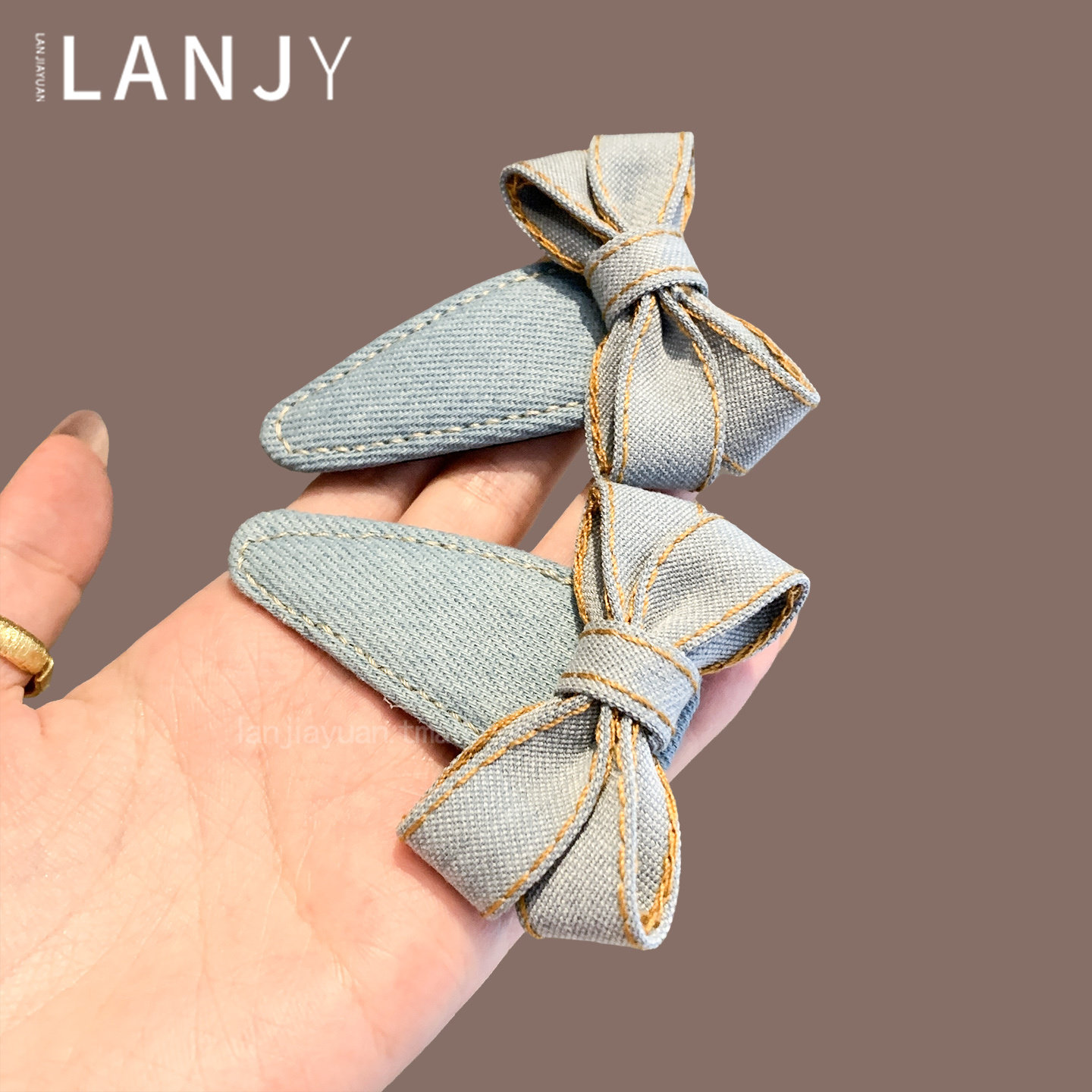 韩国新款牛仔蓝蝴蝶结侧边夹时尚简约刘海夹额前碎发整理bb夹发夹,淘宝优惠券,粉丝福利购,淘宝优惠卷