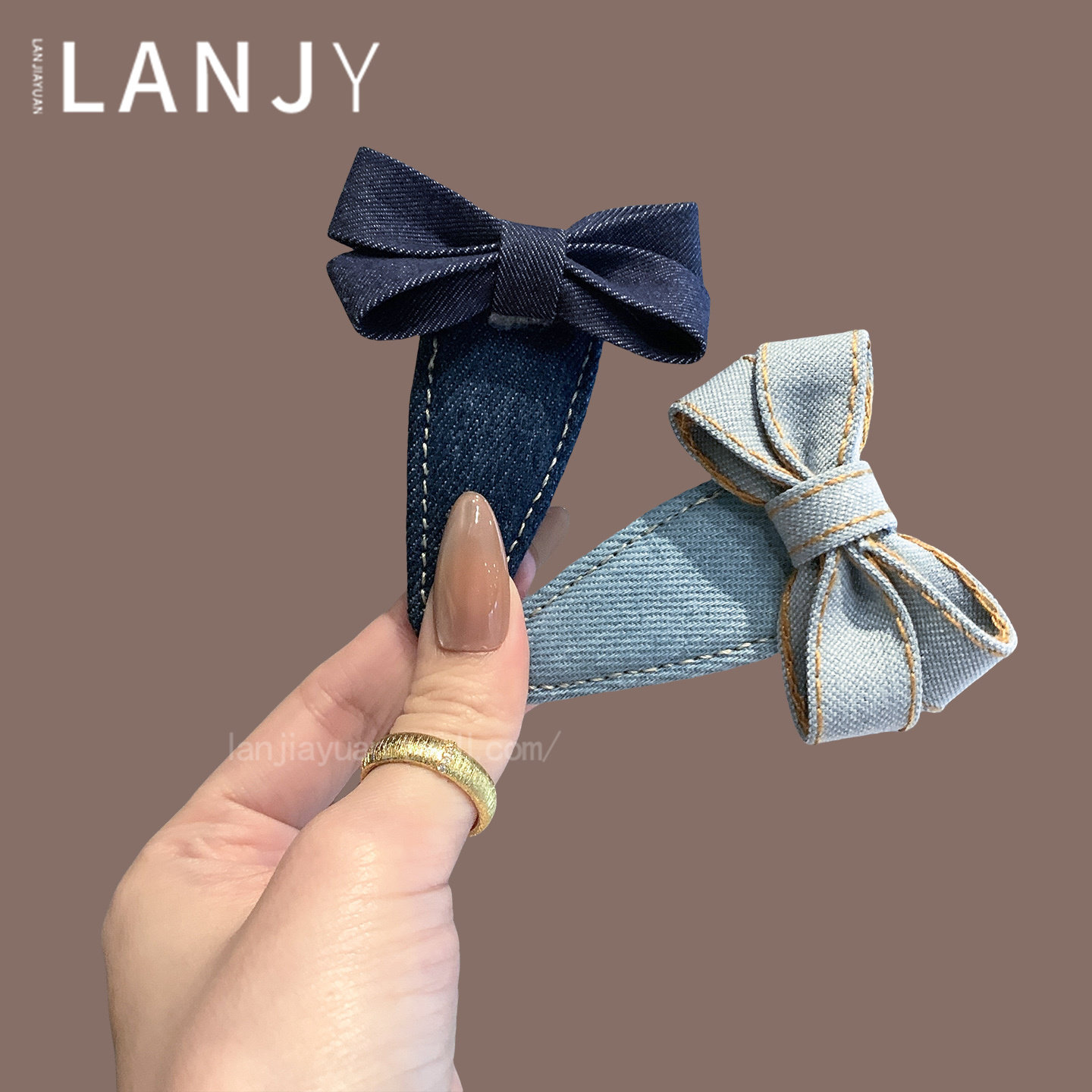 韩国新款牛仔蓝蝴蝶结侧边夹时尚简约刘海夹额前碎发整理bb夹发夹,淘宝优惠券,粉丝福利购,淘宝优惠卷