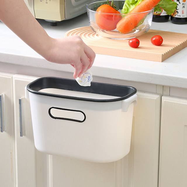 Kitchen wall-mounted bathroom plastic no-punch trash can