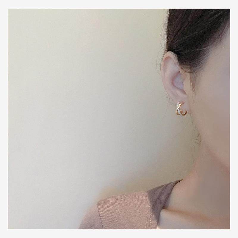 奥特莱斯撤柜清仓捡漏18K金交叉镶钻金色耳钉耳扣耳环耳饰女配饰,淘宝优惠券,粉丝福利购,淘宝优惠卷