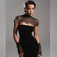Elegant hot girl's black blouse and tube top dress