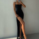 Temperament hot girl shows off her figure in high slit dress