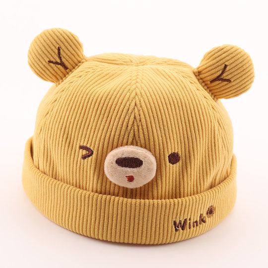 婴儿帽子秋冬款韩版超萌小熊幼儿男童地主帽冬天男孩女宝宝瓜皮帽