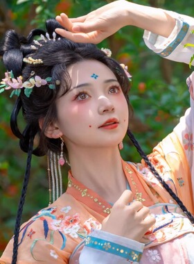 【橙花】羽钿坊原创仙气琉璃发饰汉服百搭头饰粉色花朵藤曼软杆簪