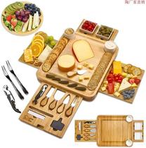 New bamboo cheeseboard suit Four drawers Cheese Plate Cutter Suit Amazon Cutting Board Offer