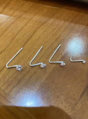 锆石925银迷你细杆加长杆大L型弯鼻钉耳骨钉防过敏防掉落出口欧美