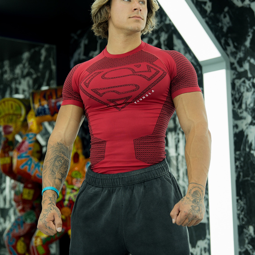 YOUNGLA速干高弹紧身男t恤健身房撸铁训练健身短袖美式肌肉上衣薄,淘宝优惠券,粉丝福利购,淘宝优惠卷