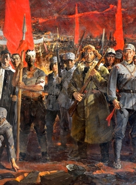 义勇军进行曲革命战争油画办公室装饰画展厅会议室壁画墙画W206