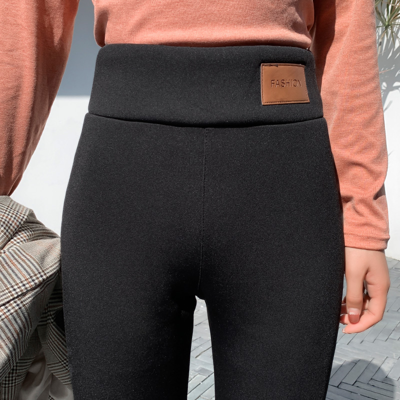 棱楼旗舰店冬季加绒加厚打底裤女外穿冬羊羔绒黑色高腰显瘦保暖一体裤2