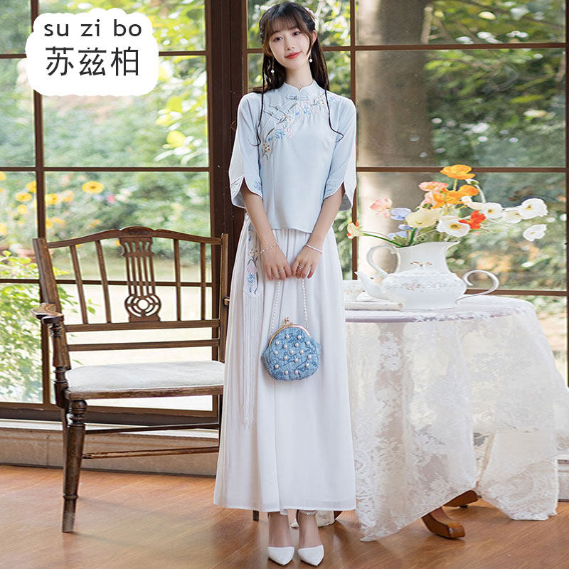 中式旗袍上衣美容院足浴师采耳汉服 苏兹柏上衣