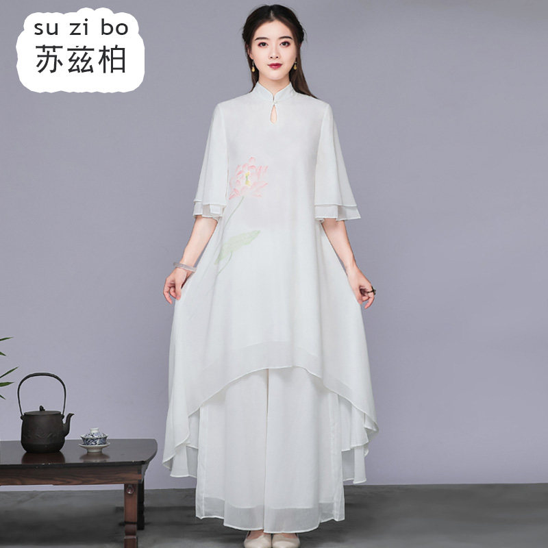 春夏中式禅意改良汉服雪纺旗袍 苏兹柏连衣裙