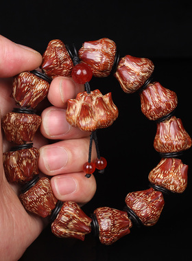 天然五瓣滴血莲花菩提子手持佛珠