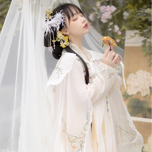 原创汉服女春季中国风斗篷唐制重工刺绣齐胸襦裙改良古装超仙飘逸 - 图1