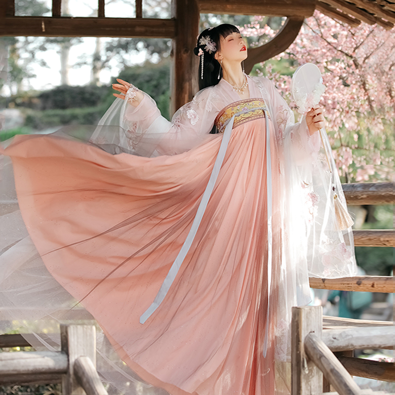 蝉佩旗舰店蝉佩春樱颂汉服女正品原创中国风对襟齐胸襦裙宋制大袖古装女秋季0