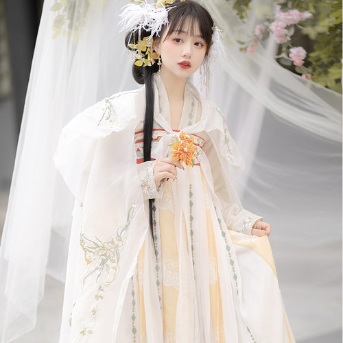原创汉服女春季中国风斗篷唐制重工刺绣齐胸襦裙改良古装超仙飘逸 - 图2