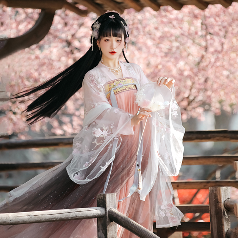 蝉佩旗舰店蝉佩春樱颂汉服女正品原创中国风对襟齐胸襦裙宋制大袖古装女秋季2