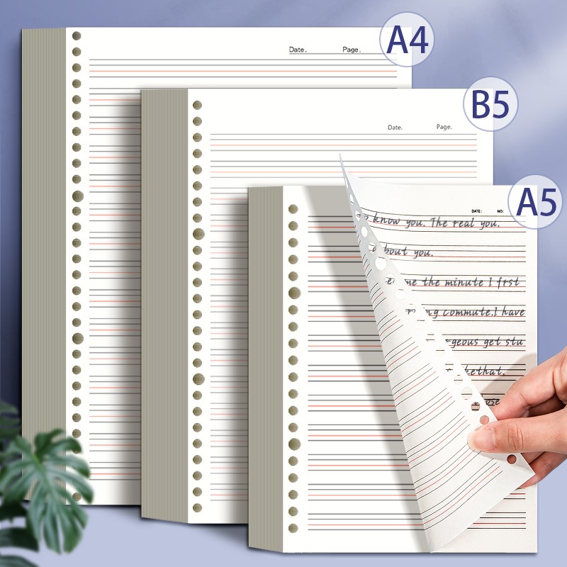 英语活页本替换芯b5活页纸26孔a4笔记本英文内页四线三格a5初中生小学生专用单词句子默写听写本内页加厚16k - 图0