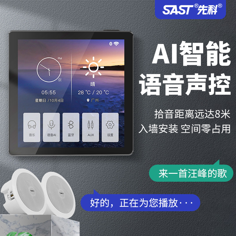 先科WIFI蓝牙智能吸顶音响嵌入式环绕吊顶音箱家庭用背景音乐主机