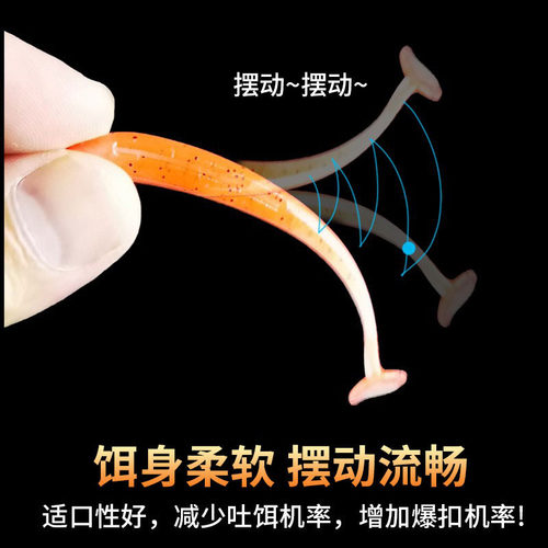 t尾鱼路亚软饵淡水光面T尾软虫铅头钩鲈鳜鱼远投倒钓卡罗钓组假饵 - 图2