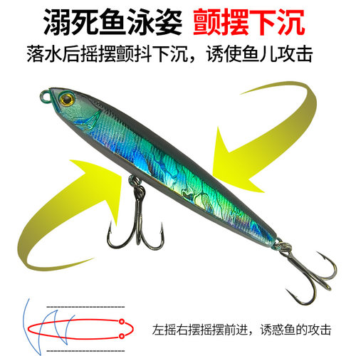 沉水铅笔路亚假饵飞诡远投缓沉淡水鲈鱼翘嘴桂鱼红尾野钓通用鱼饵 - 图1
