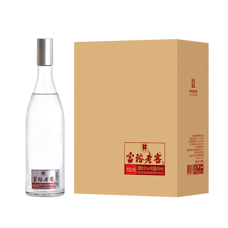 富裕老窖浓香型白酒42度优级光瓶东北特产450ml - 图0