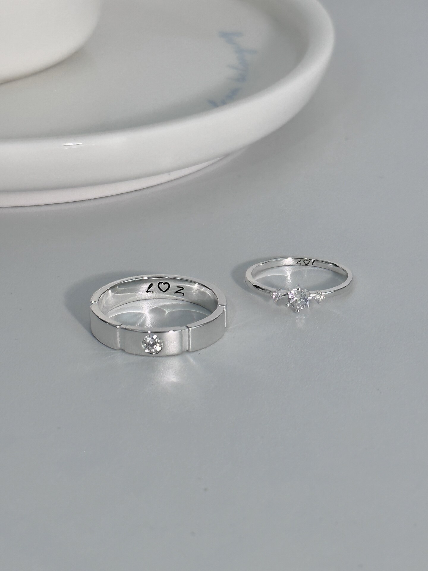 Bell custom/heartbeat mark couple ring s925 sterling silver closed ring anniversary gift for girlfriend