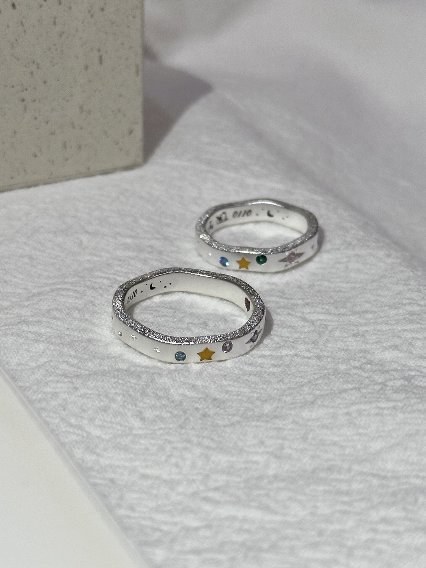 Bell custom/nailed sand starburst bubble sweetheart ring s925 silver closed ring anniversary gift for girlfriend