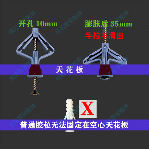 天花板石膏板膨胀管螺丝空心墙砖监控摄像头安装蝴蝶飞机塑料胶塞 - 图0
