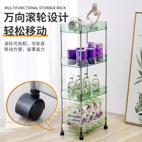 置物架卫生间浴室落地多层移动家用小推车厨房蔬菜篮收纳储物架子 - 图3