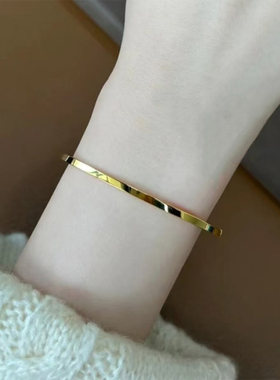 轻奢超闪光面金闪闪传承手镯女网红开口简约设计仿真黄金质感镯子