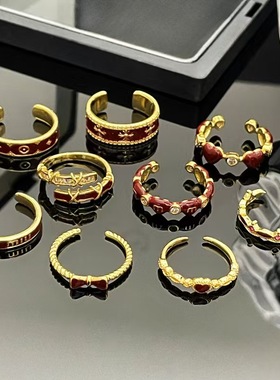 质感珐琅甜酷红色滴釉显白开口戒指女轻奢精致百搭小众高级感指环