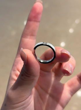 钛钢不掉色白贝母戒指雅素圈指环