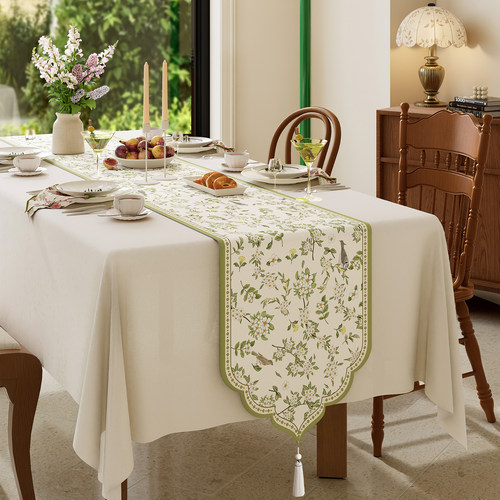 法式复古桌旗轻奢高端餐桌旗布茶台桌布布艺长条电视柜斗柜盖布 - 图0