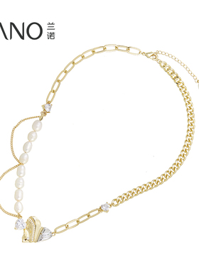 兰诺爱心吊坠淡水珍珠项链女